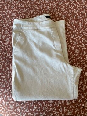 UP! Ivory Crop Linen Dress Pants